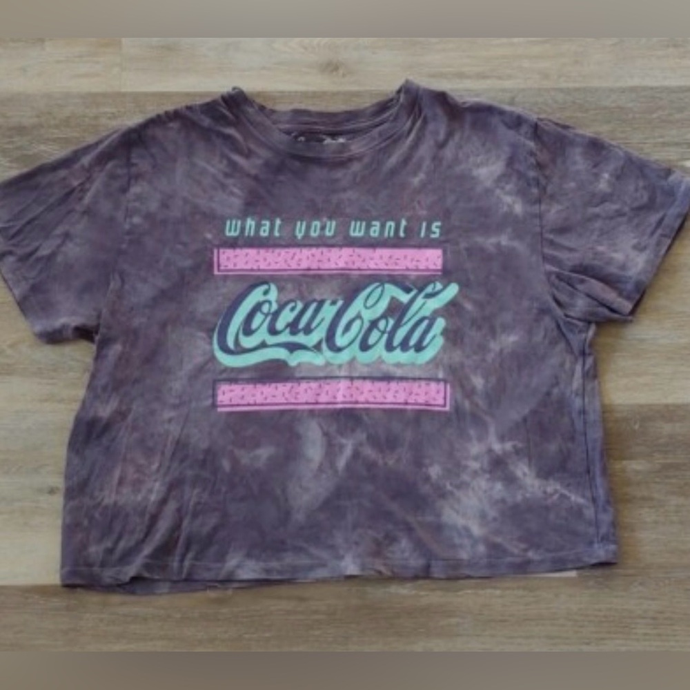 Coca Cola Womens T-Shirt Multicolor Tie Dye Short Sleeve